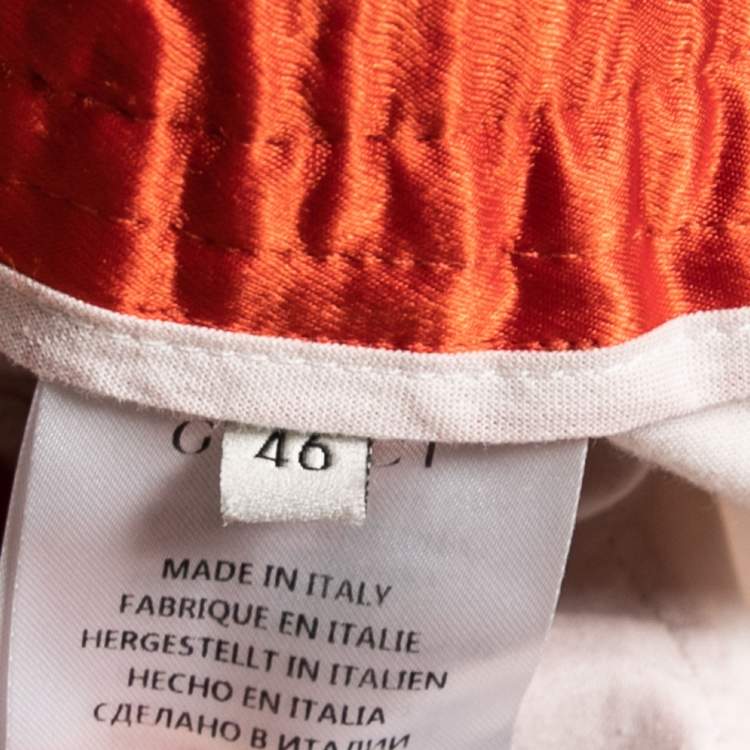 Pre Owned Gucci Orange Silk Gucci Stripe Jogging Pants L