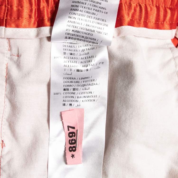 Pre Owned Gucci Orange Silk Gucci Stripe Jogging Pants L