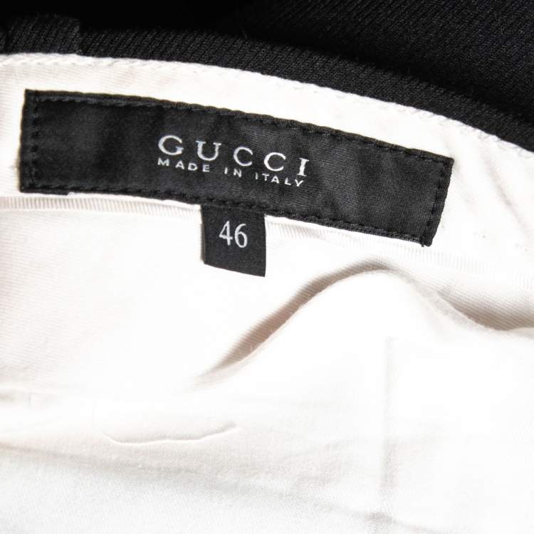 Pre Owned Gucci Black Cotton Straight Fit Trousers L