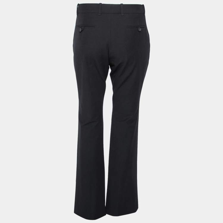 Pre Owned Gucci Black Cotton Straight Fit Trousers L