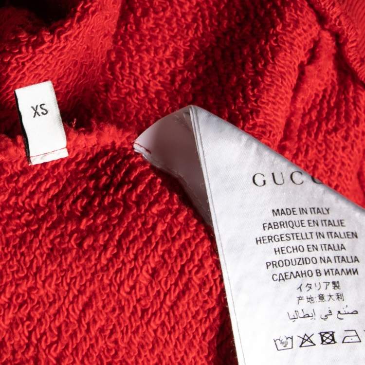 Pre Owned Gucci Red Knit Logo and Sequin Embellished Sweater XS