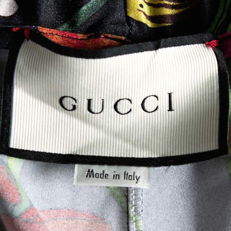 Pre Owned Gucci Black Floral Insect Printed Jersey Leggings XS