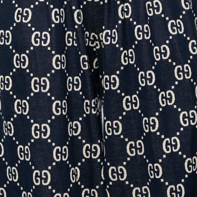 Pre Owned Gucci Navy Blue GG Cotton Jogging Pants XXS