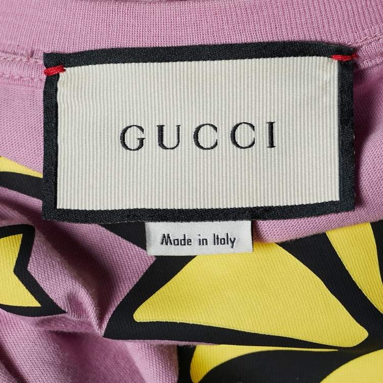 Pre Owned Gucci Pink Pineapple Printed Cotton Crew Neck Short Sleeve Top XS