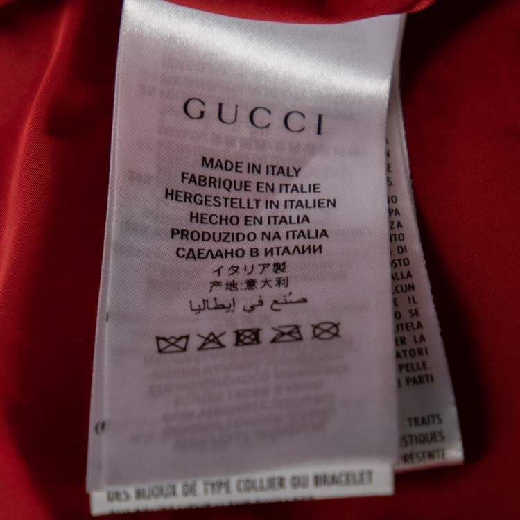 Pre Owned Gucci Black Leather Hollywood Embroidered Bomber Jacket M