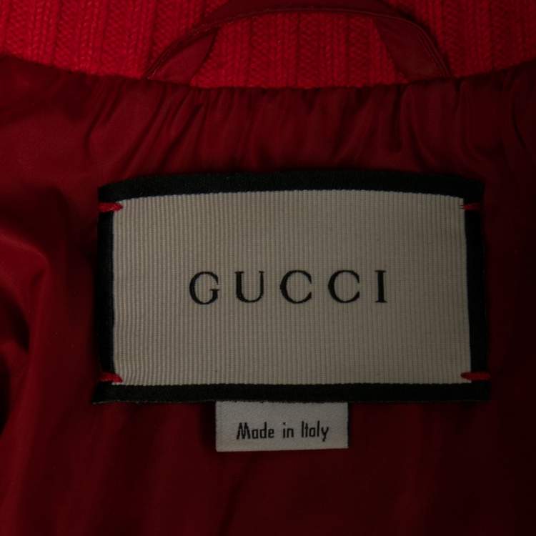 Pre Owned Gucci Black Leather Hollywood Embroidered Bomber Jacket M