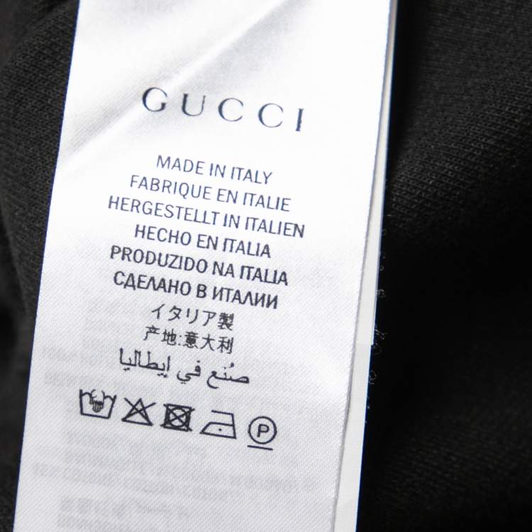 Pre Owned Gucci Black Jersey Web Stripe Trim Floral Appliqued Leggings M