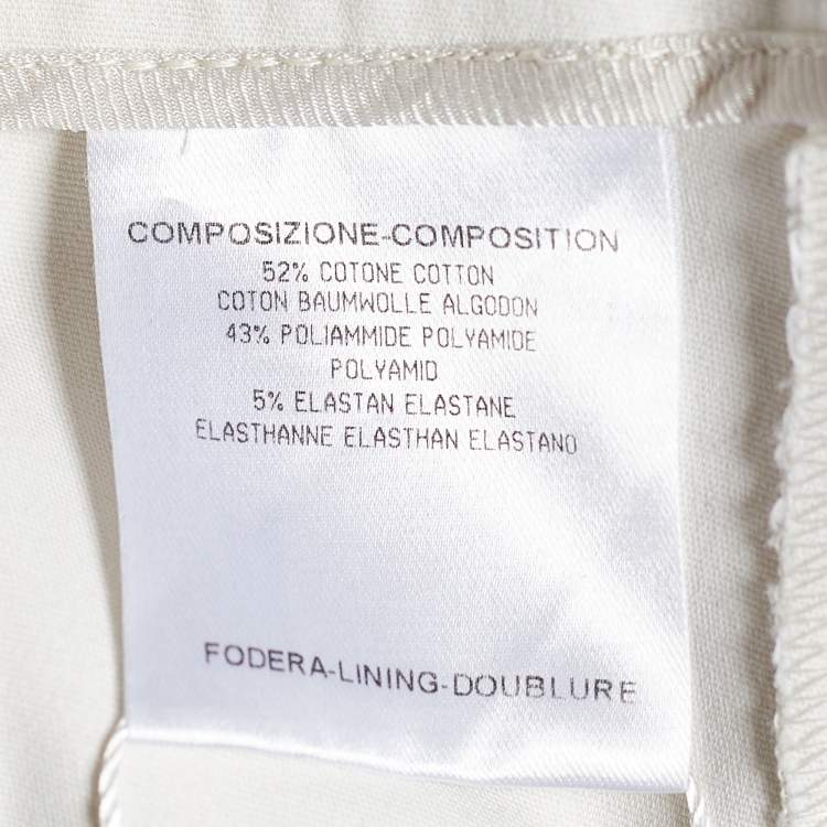 Pre Owned Gucci Off-White Stretch Cotton Paneled Tapered Trousers S