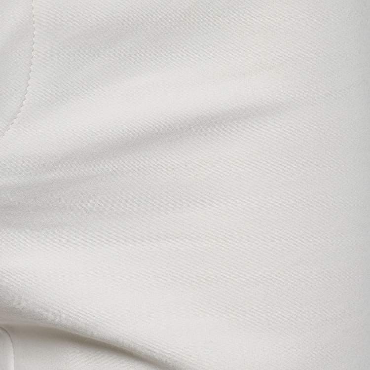 Pre Owned Gucci Off-White Stretch Cotton Paneled Tapered Trousers S