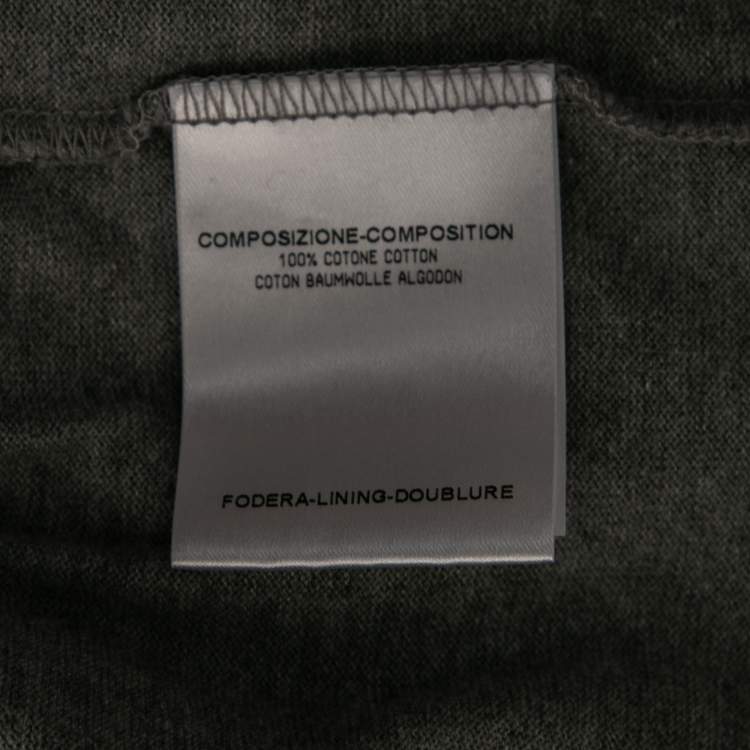 Pre Owned Gucci Grey Cotton Gucci Stripped Crew Neck Top L