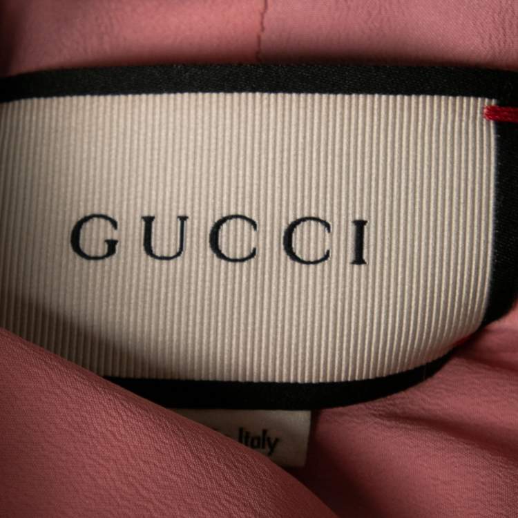 Pre Owned Gucci Black Floral Printed Silk Bomber Jacket S