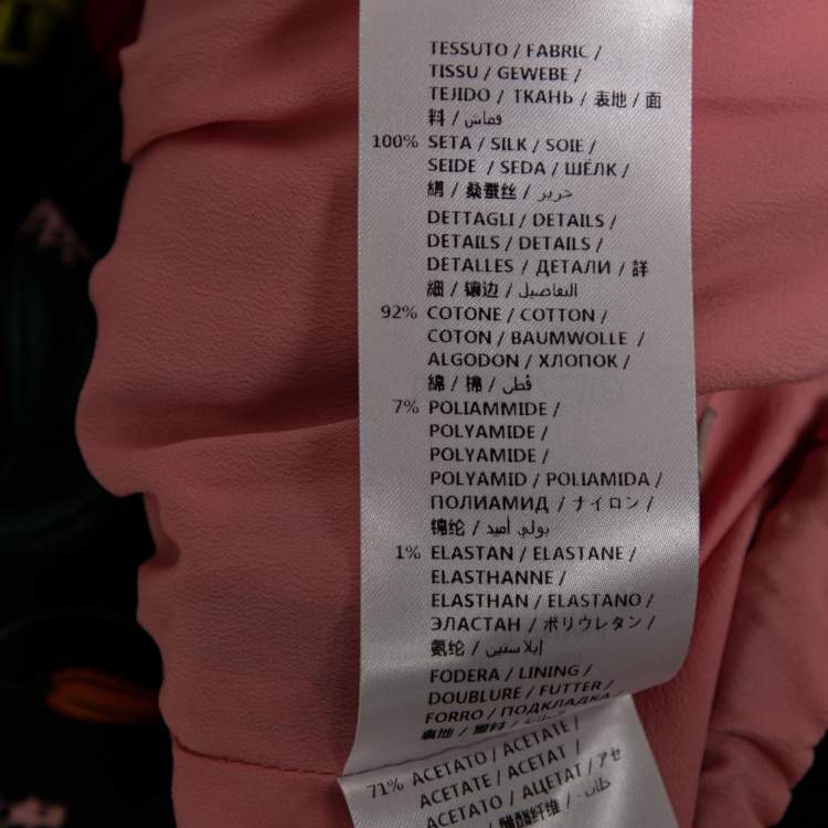 Pre Owned Gucci Black Floral Printed Silk Bomber Jacket S