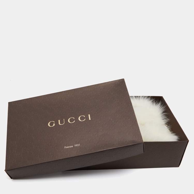 Pre Owned Gucci Beige Lurex GG Fox Fur Collar Poncho (One Size)