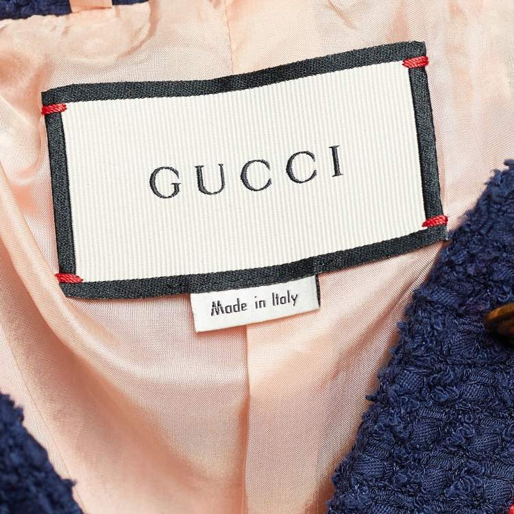 Pre Owned Gucci Red & Blue Tweed Jacket M