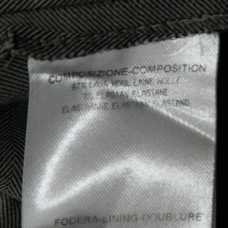 Pre Owned Gucci Grey Wool Buckle Detail Tailored Trousers M