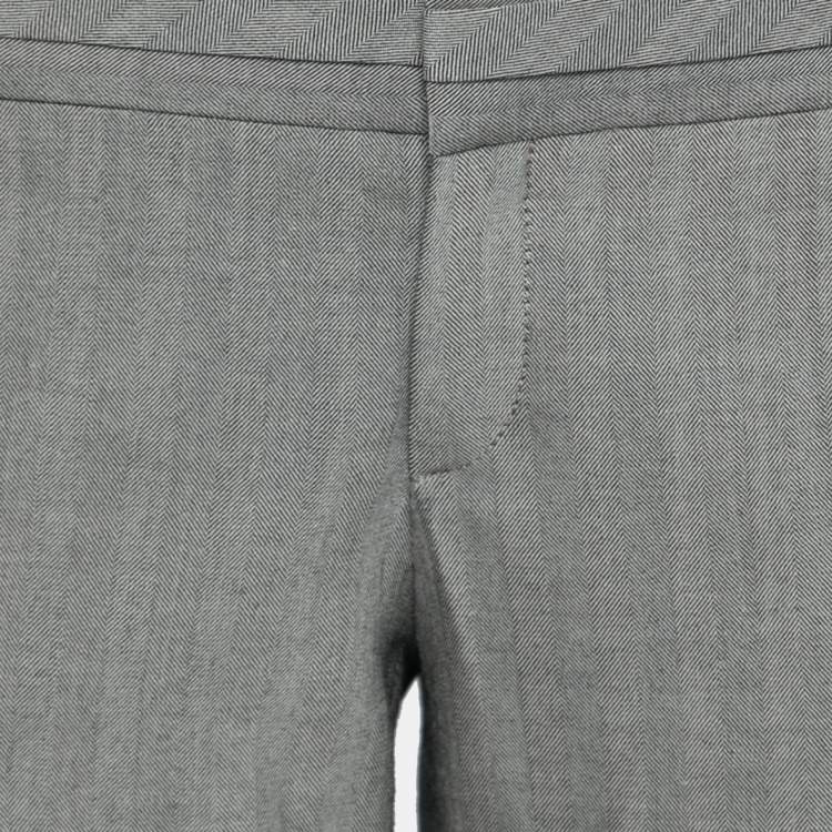 Pre Owned Gucci Grey Wool Buckle Detail Tailored Trousers M