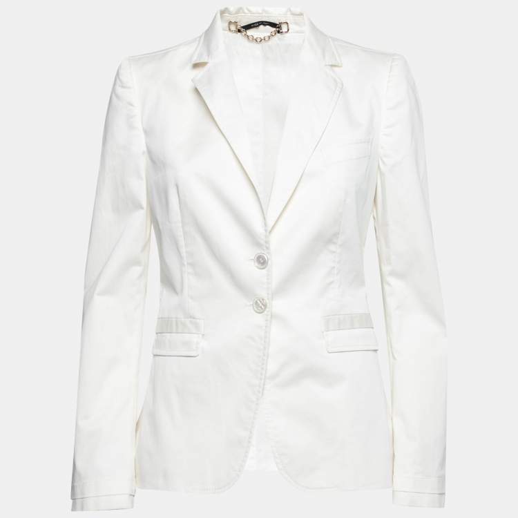 Pre Owned Gucci White Cotton Long Sleeve Blazer M