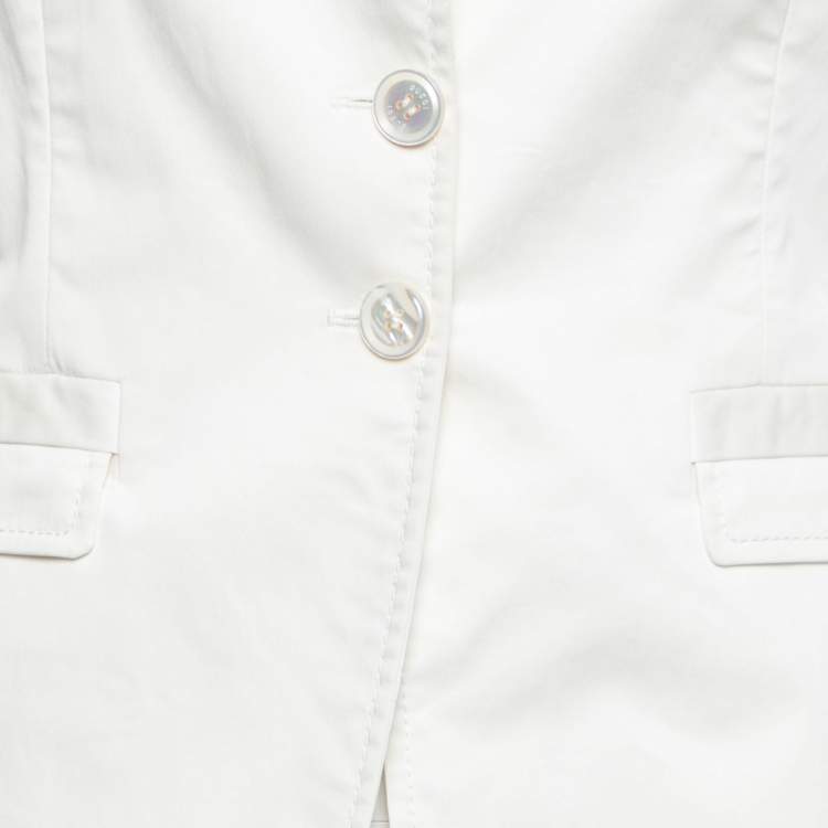 Pre Owned Gucci White Cotton Long Sleeve Blazer M