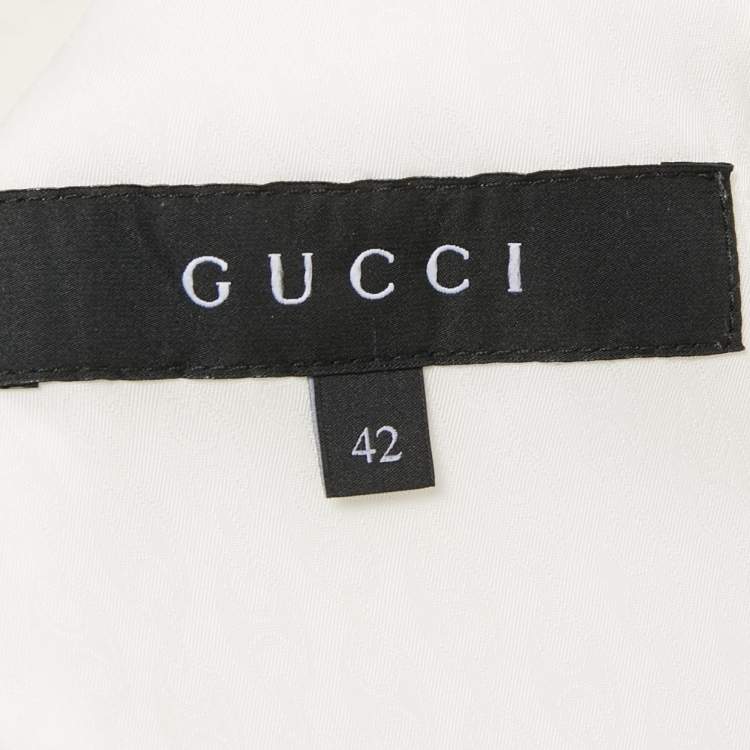 Pre Owned Gucci White Cotton Long Sleeve Blazer M