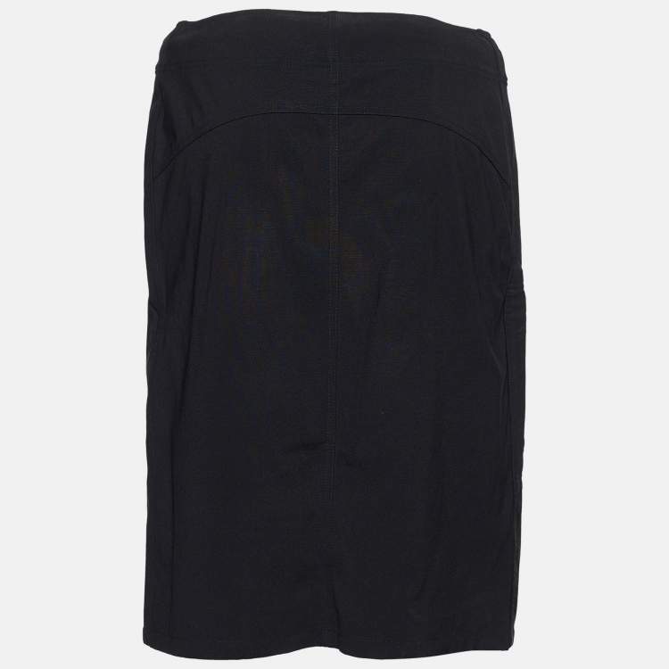 مملوكة مسبقًا Gucci Black Wool Zip Detail Skirt S 