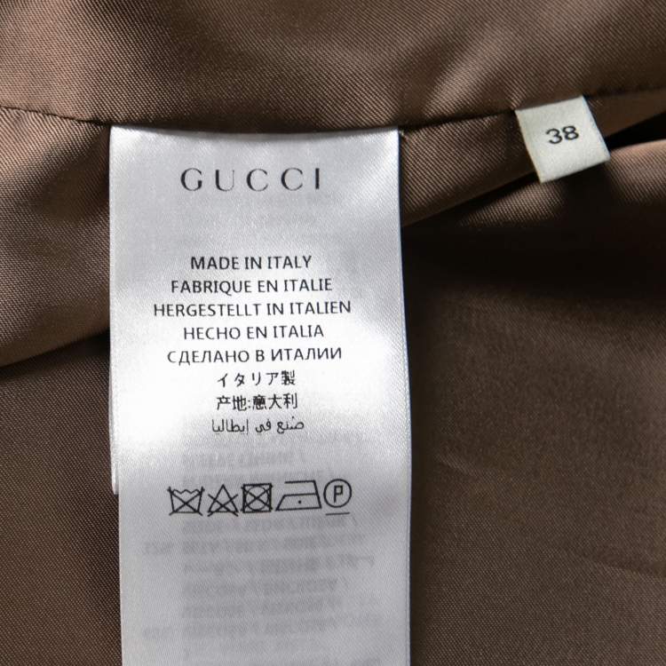 Pre Owned Gucci Brown Wool Floral Sequin Embroidered Embellished Coat S