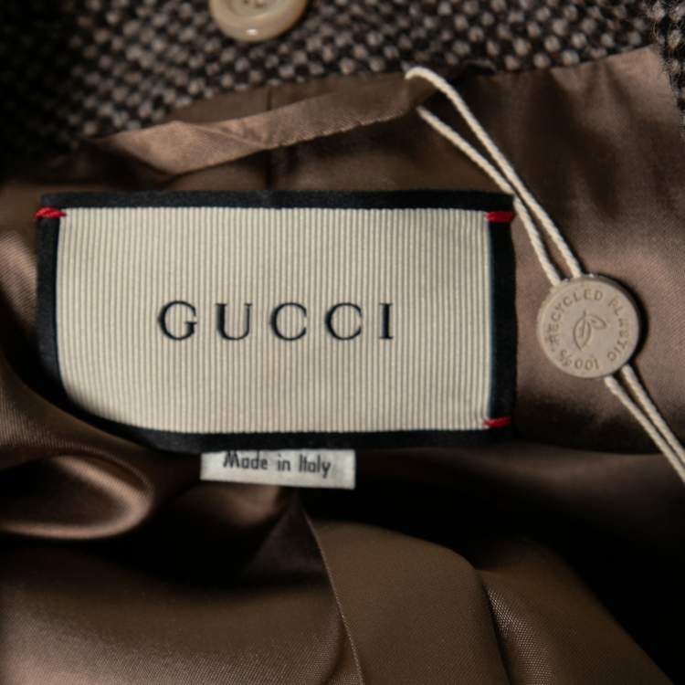 Pre Owned Gucci Brown Wool Floral Sequin Embroidered Embellished Coat S