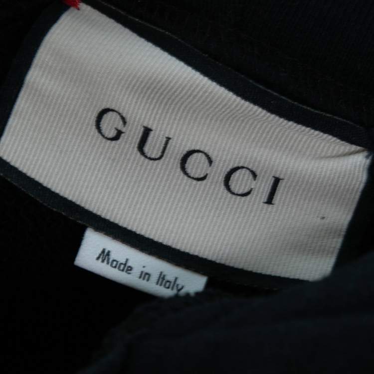 Pre Owned Gucci Black Cotton Printed Manifesto Oversized Hoodie XXL