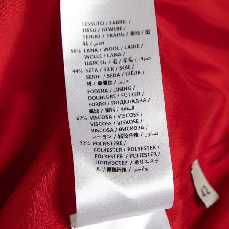 Pre Owned Gucci Red Wool & Silk GG Buckled A-Line Skirt M