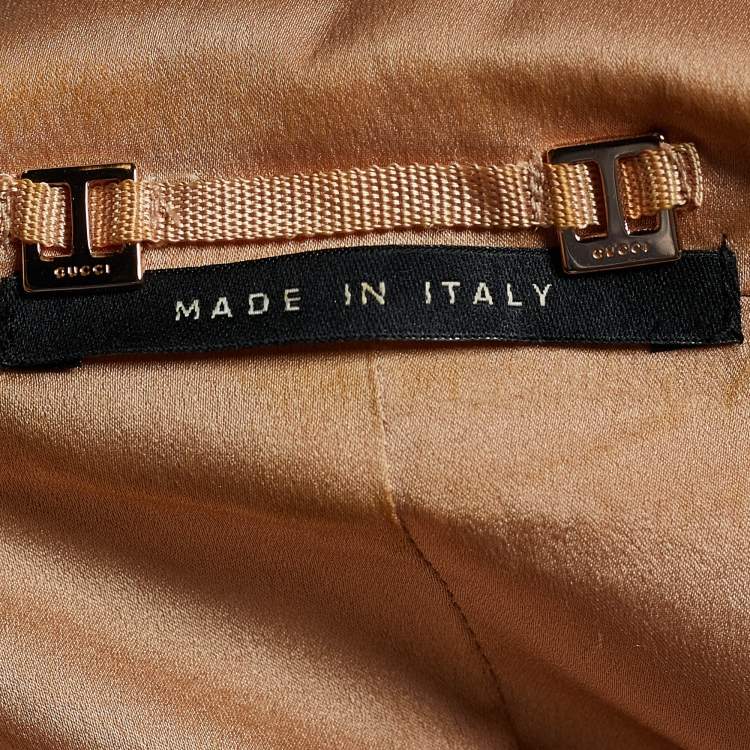 Pre Owned Gucci Copper Silk Pintuck Detail Zip Front Jacket L