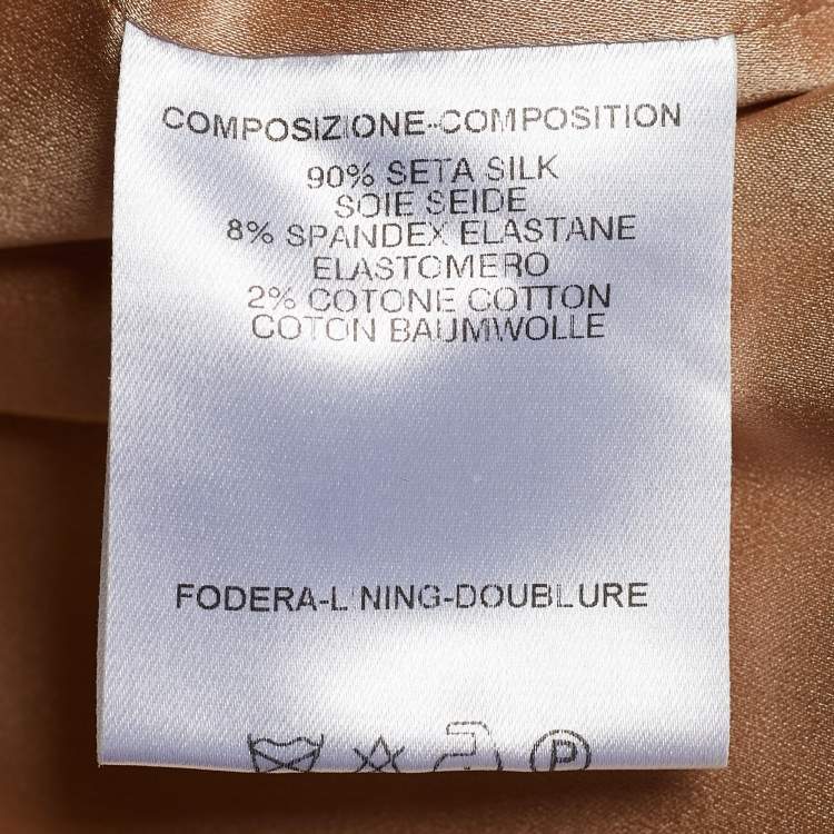 Pre Owned Gucci Copper Silk Pintuck Detail Zip Front Jacket L