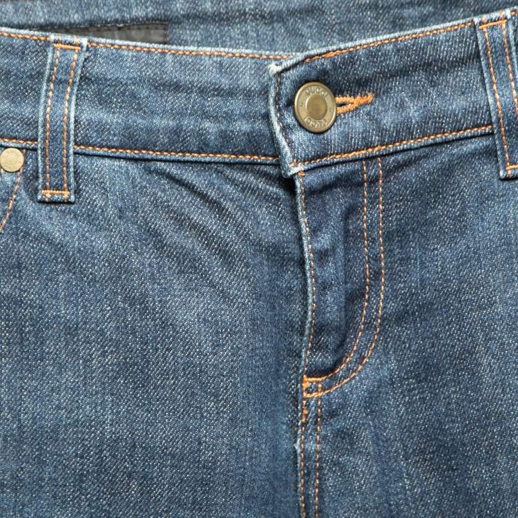 Pre Owned Gucci Blue Denim Flared Hem Jeans S