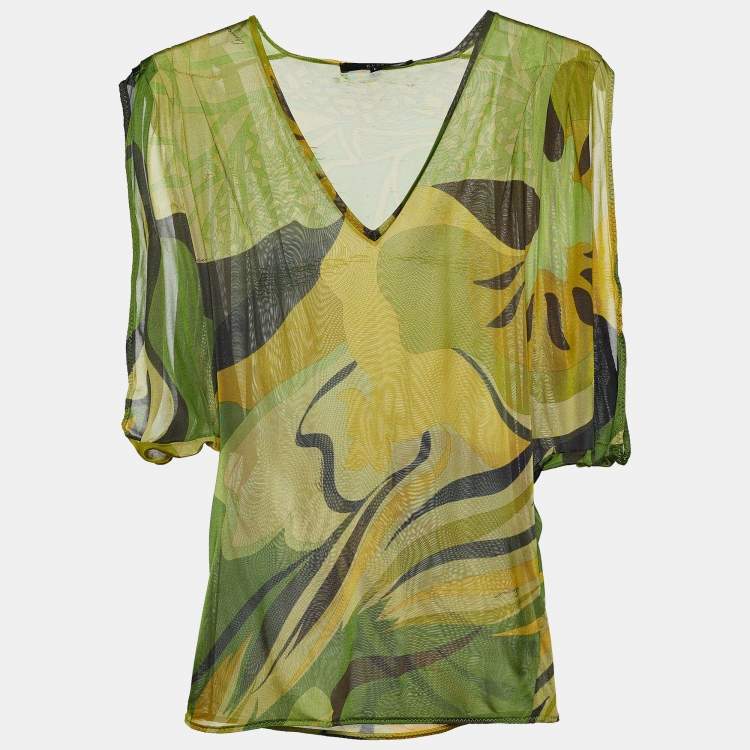 Pre Owned Gucci Multicolor Printed Jersey Top L