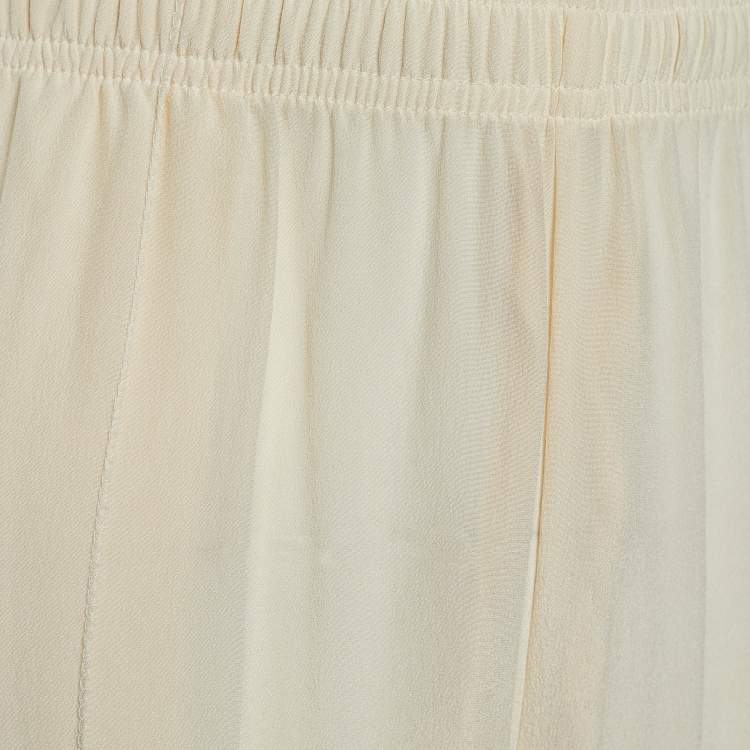 Pre Owned Gucci Cream Silk Side Stripes Jersey Track Pants L