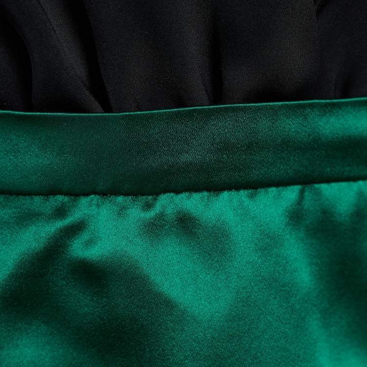 Pre Owned Gucci Black and Emerald Green Silk Cut-Out Detail Backless Long Sleeve Dress M