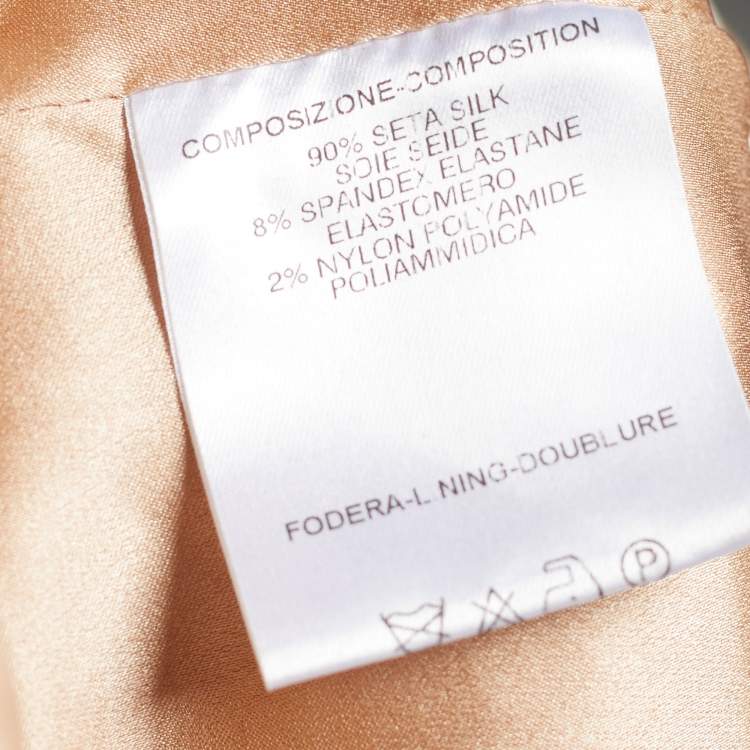 Pre Owned Gucci Salmon Pink Silk Pleated Skirt Suit M/L