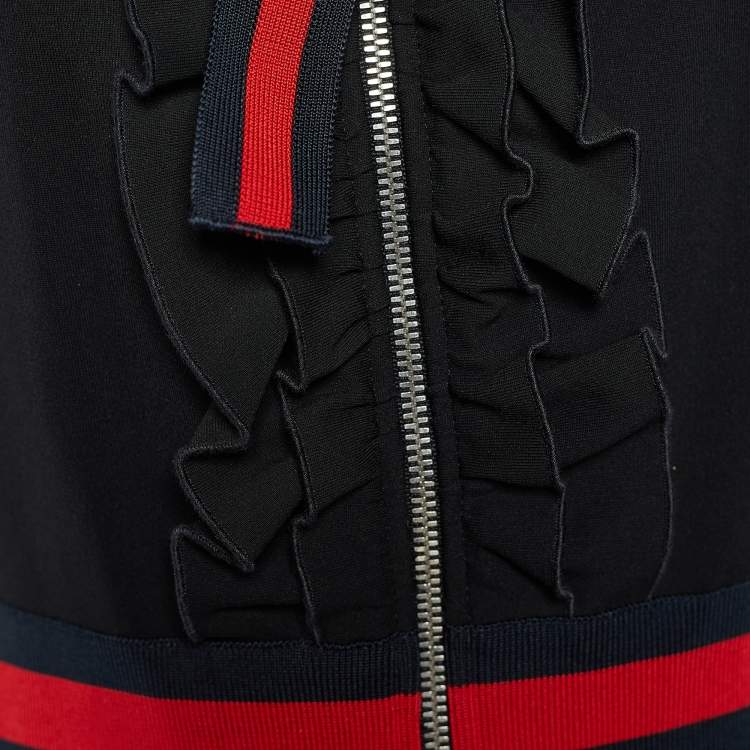Pre Owned Gucci Black Jersey Web Stripe Detail Dress L