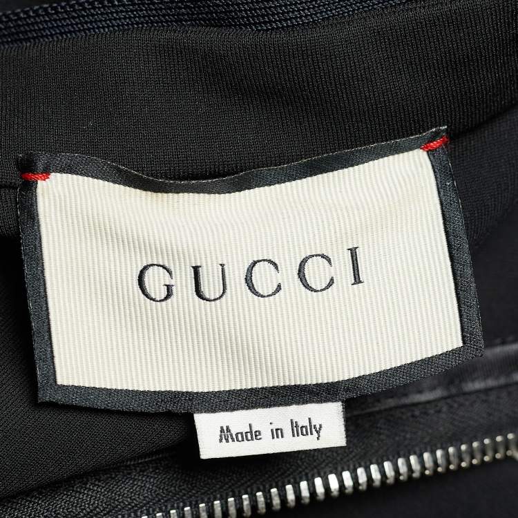 Pre Owned Gucci Black Jersey Web Stripe Detail Dress L