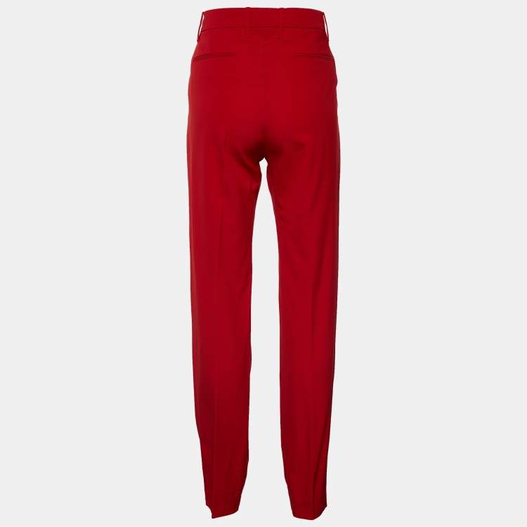 Pre Owned Gucci Red Wool Tapered Trousers S