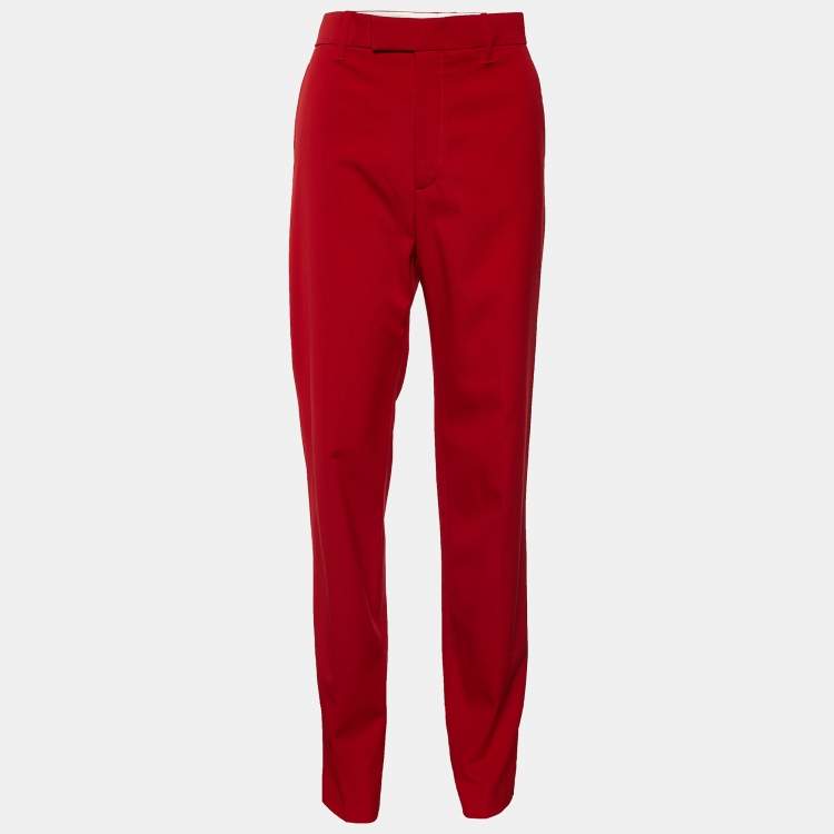 Pre Owned Gucci Red Wool Tapered Trousers S