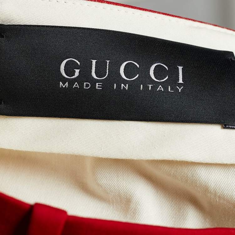Pre Owned Gucci Red Wool Tapered Trousers S