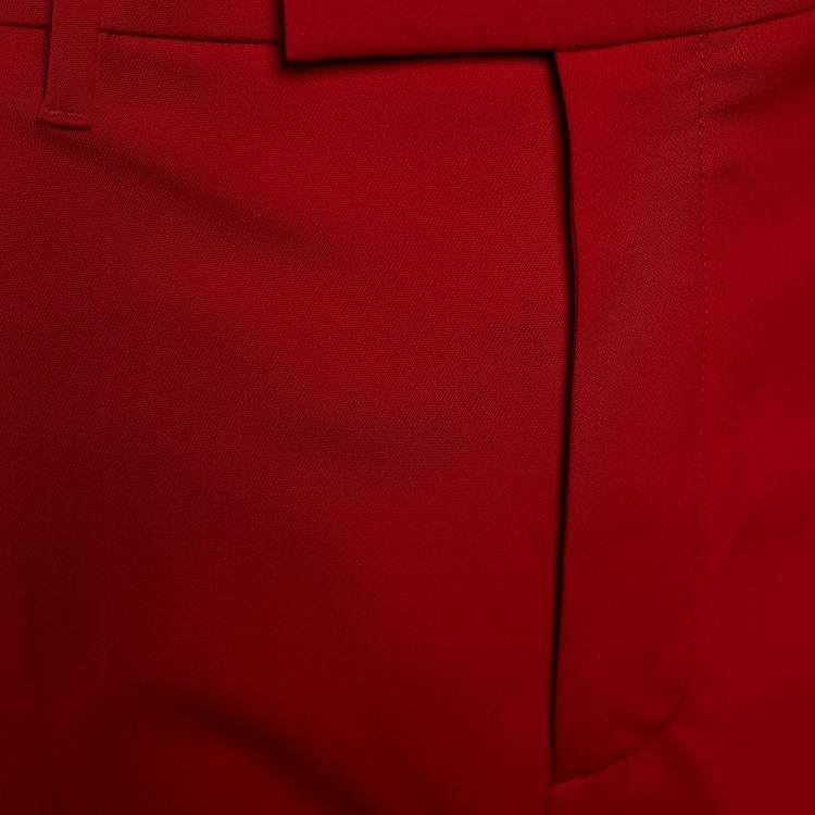 Pre Owned Gucci Red Wool Tapered Trousers S