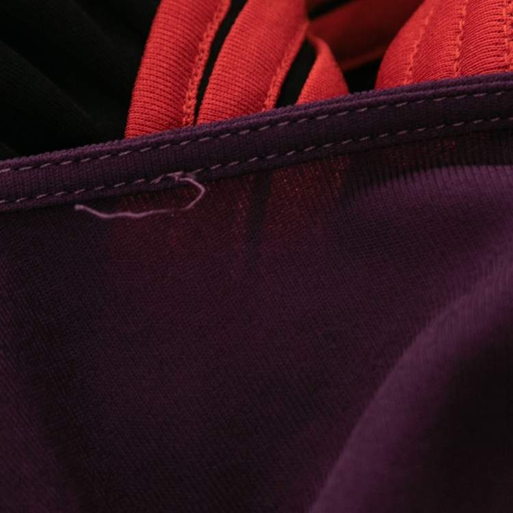 Pre Owned Gucci Black and Purple Knit Plunging Neck Sleeveless Dress M