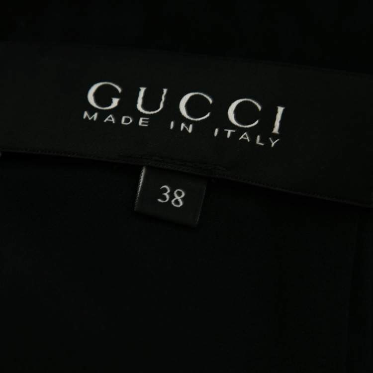 Pre Owned Gucci Black Cady Lace Detail Shift Dress S