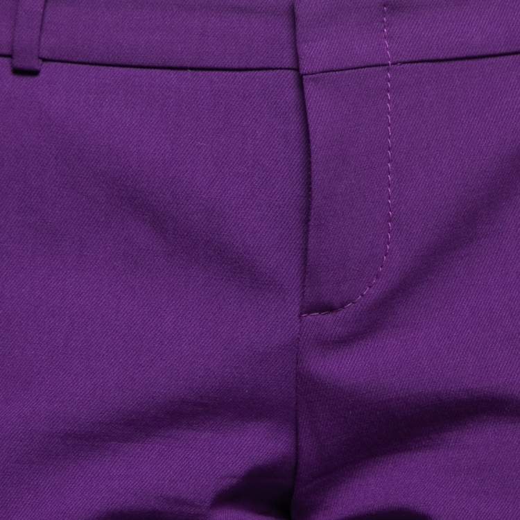 Pre Owned Gucci Purple Wool Flared Hem Trousers S
