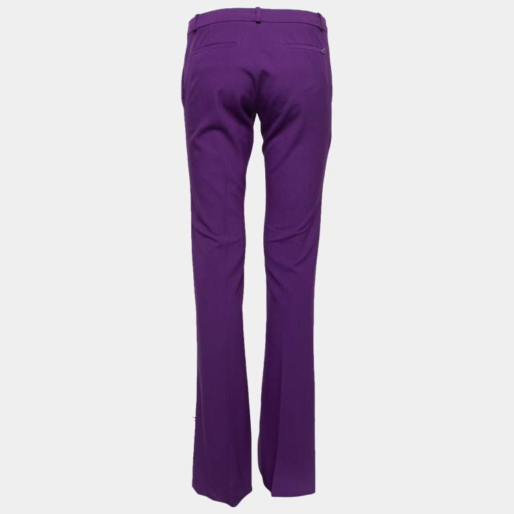 Pre Owned Gucci Purple Wool Flared Hem Trousers S