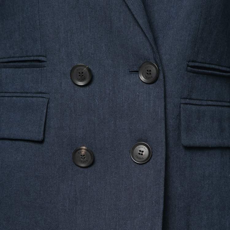 Pre Owned Gucci Navy Blue Linen Pant Suit M 