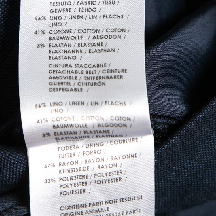 Pre Owned Gucci Navy Blue Linen Pant Suit M 