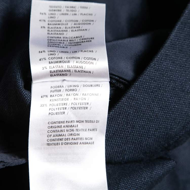 Pre Owned Gucci Navy Blue Linen Pant Suit M 