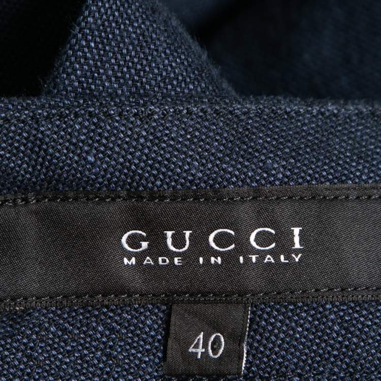 Pre Owned Gucci Navy Blue Linen Pant Suit M 