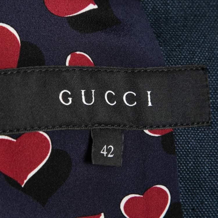 Pre Owned Gucci Navy Blue Linen Pant Suit M 